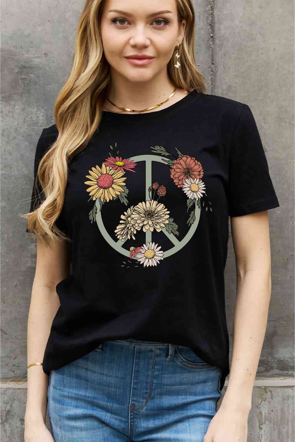 Simply Love Full Size Flower Graphic Cotton Tee