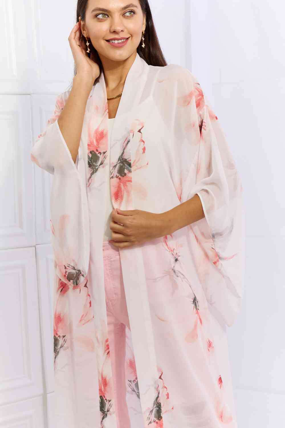 Pick Me Floral Chiffon Kimono Cardigan