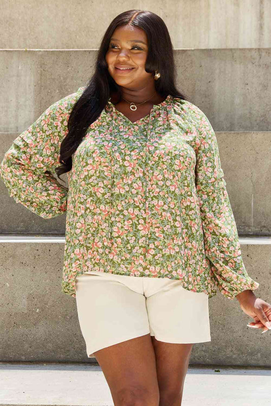 She's Blossoming Balloon Sleeve Floral Blouse