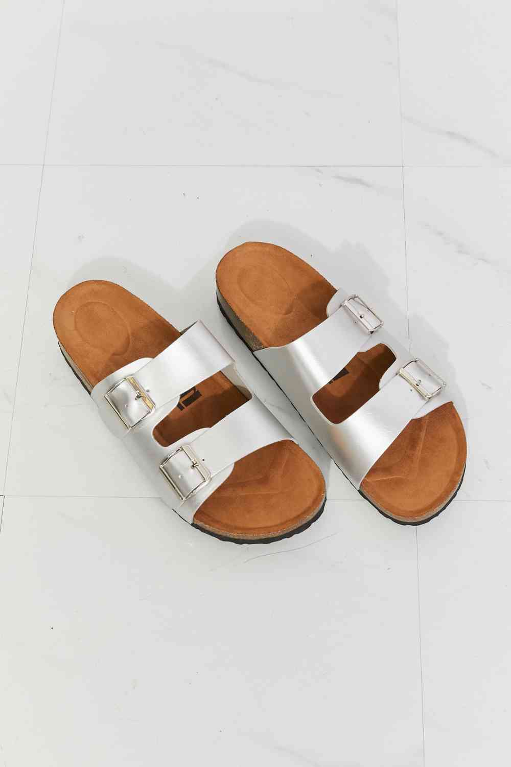 Best Life Double-Banded Slide Sandal in Silver