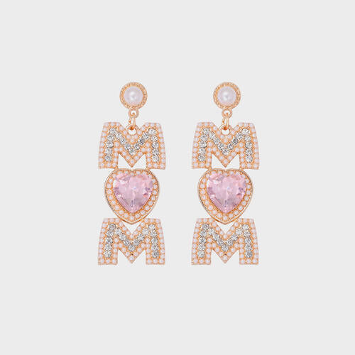 MOM Pearl Rhinestone Alloy Earrings