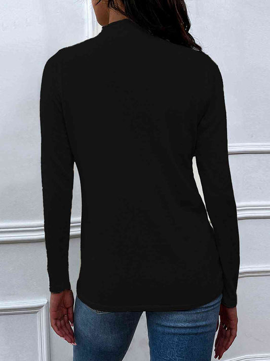 Mock Neck Long Sleeve Knit Top