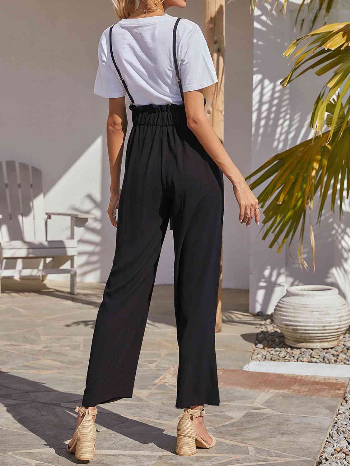 Tie Front Overalls with Pockets