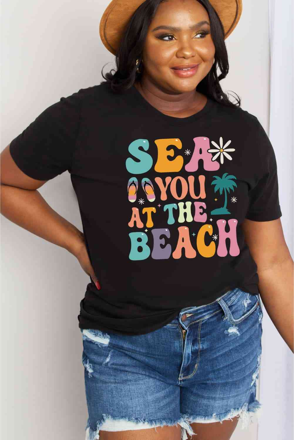 Simply Love Full Size SEA YOU  AT THE  BEACH Graphic Cotton Tee