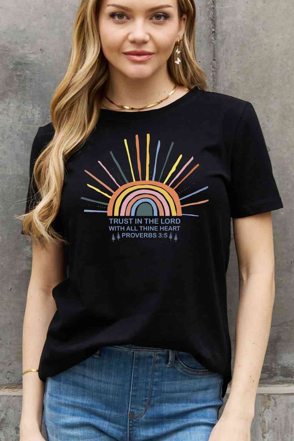 Simply Love Full Size Rainbow Graphic Cotton Tee