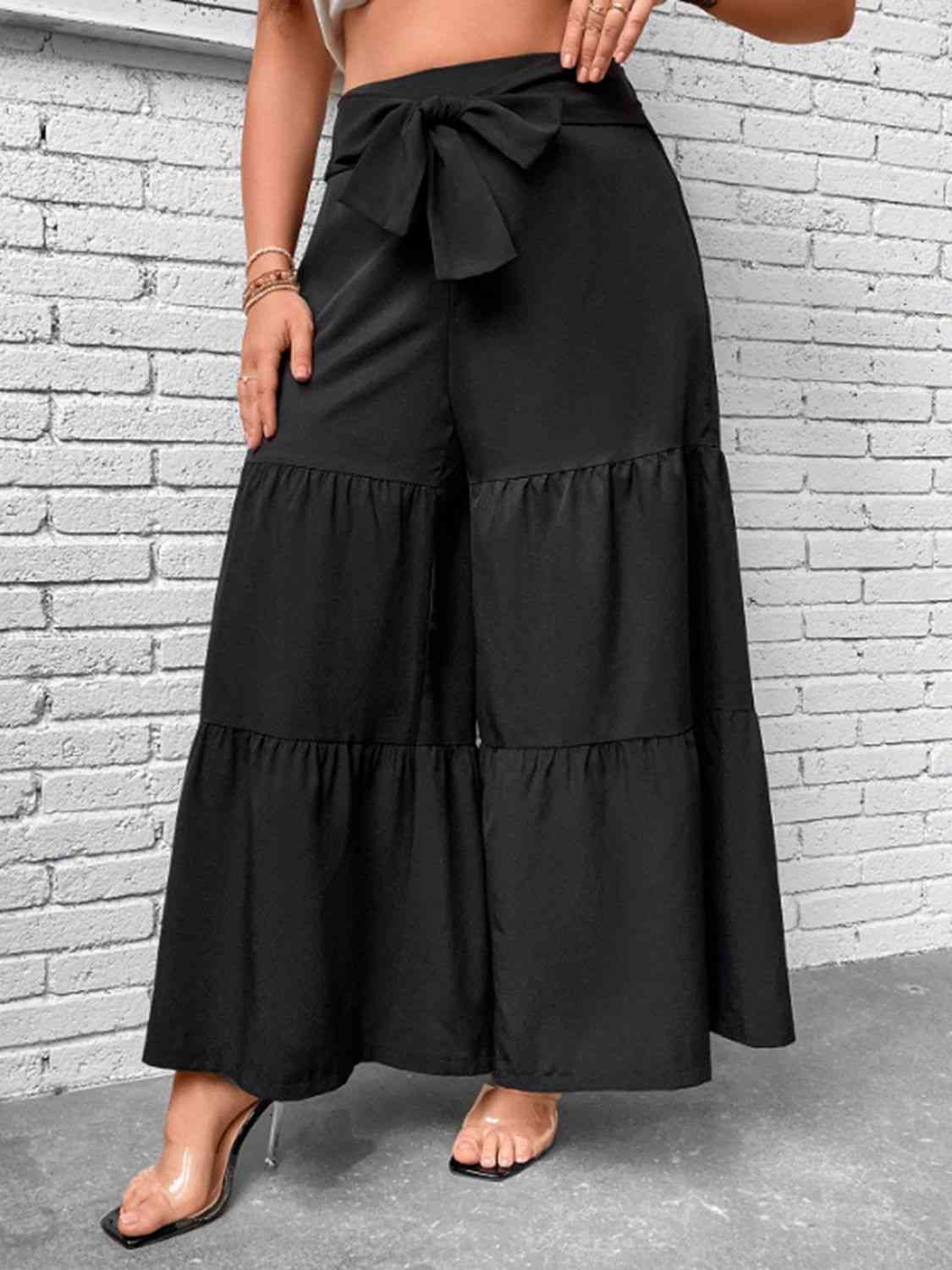 Plus Size Tiered Wide Leg Pants