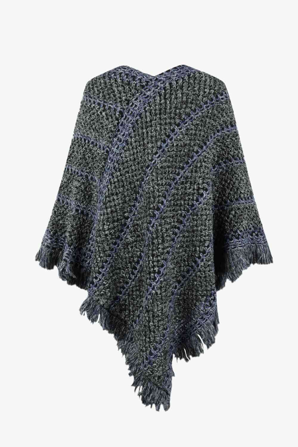 V-Neck Fringe Hem Poncho