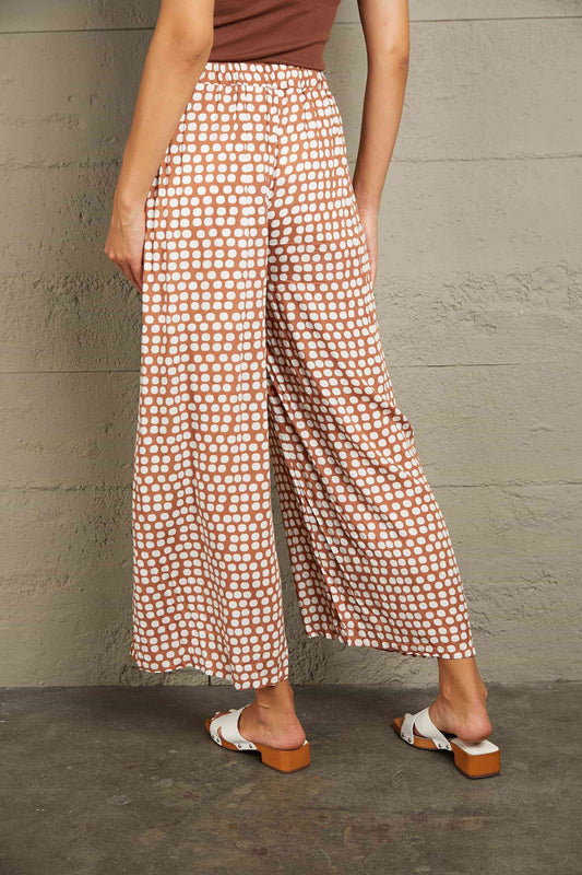 Double Take Polka Dot High Waist Wide Leg Pants with Pockets