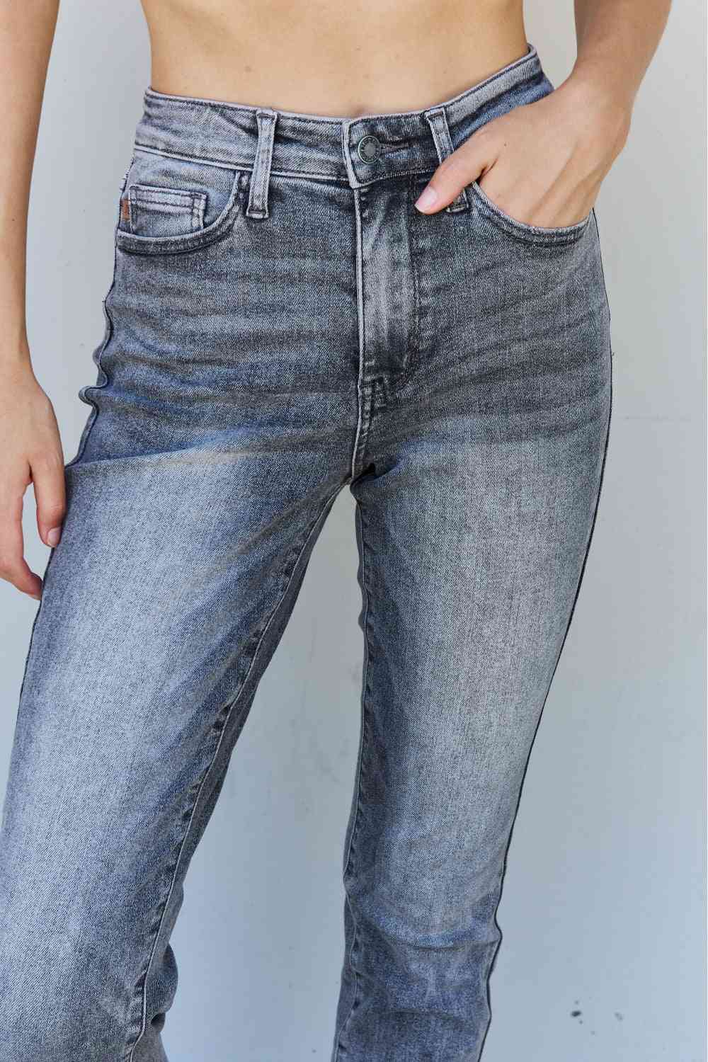 Racquel High Waisted Stone Wash Slim Fit Jeans