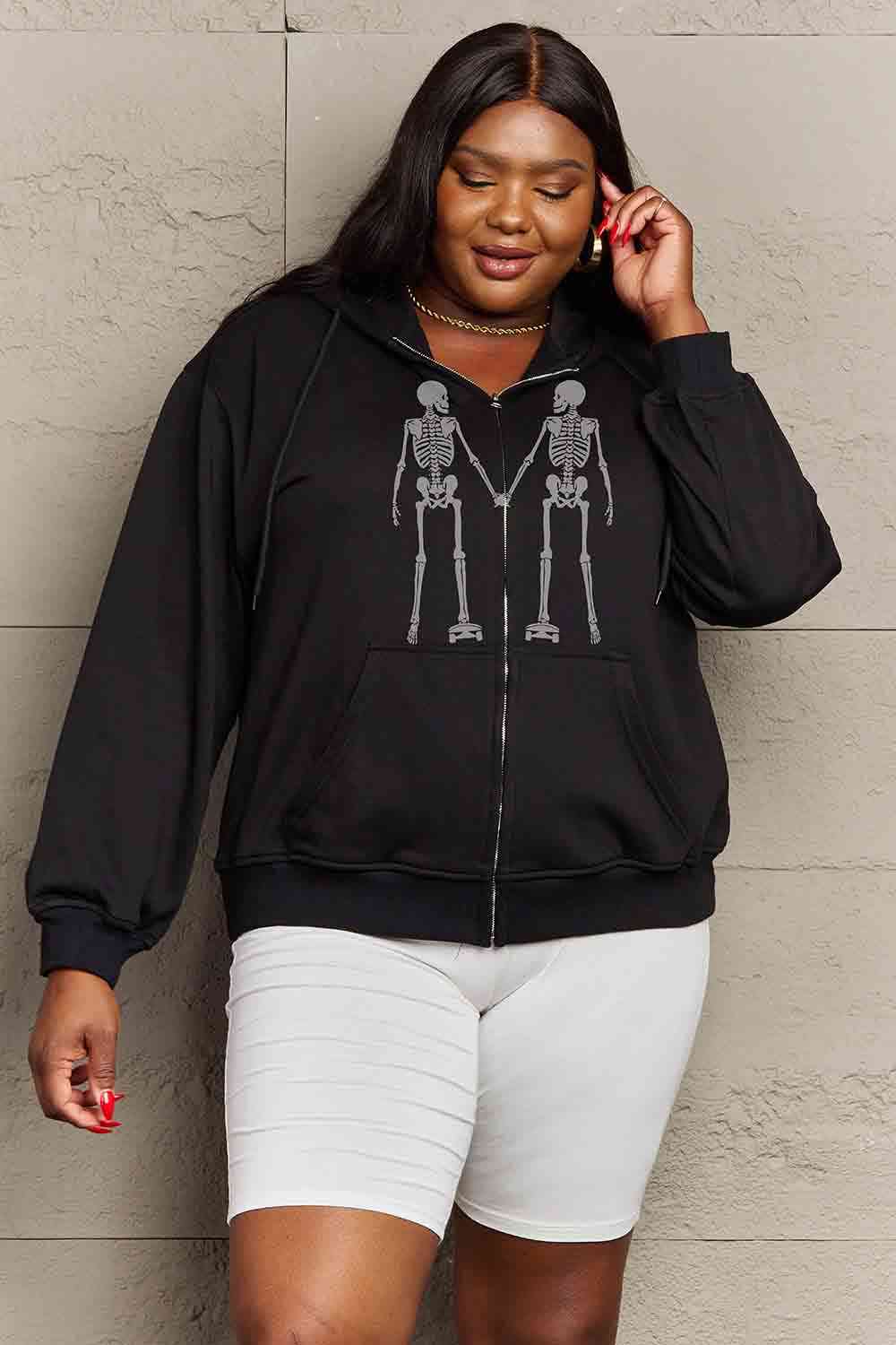 Simply Love Full Size Skeleton Graphic Hoodie