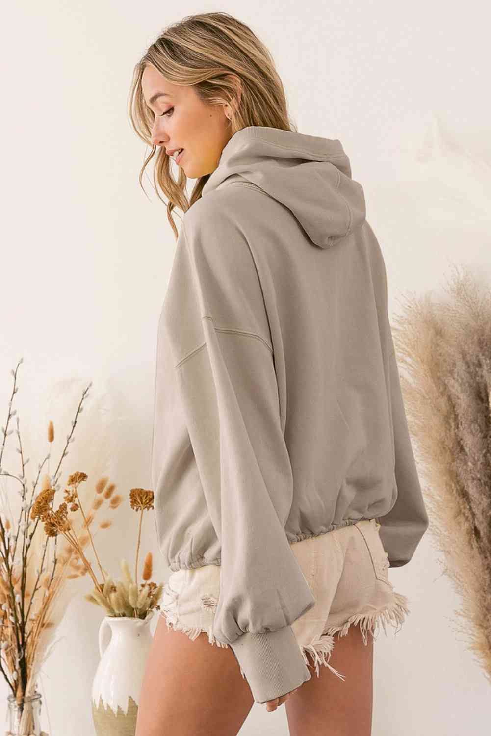 Half-Zip Drop Shoulder Hoodie