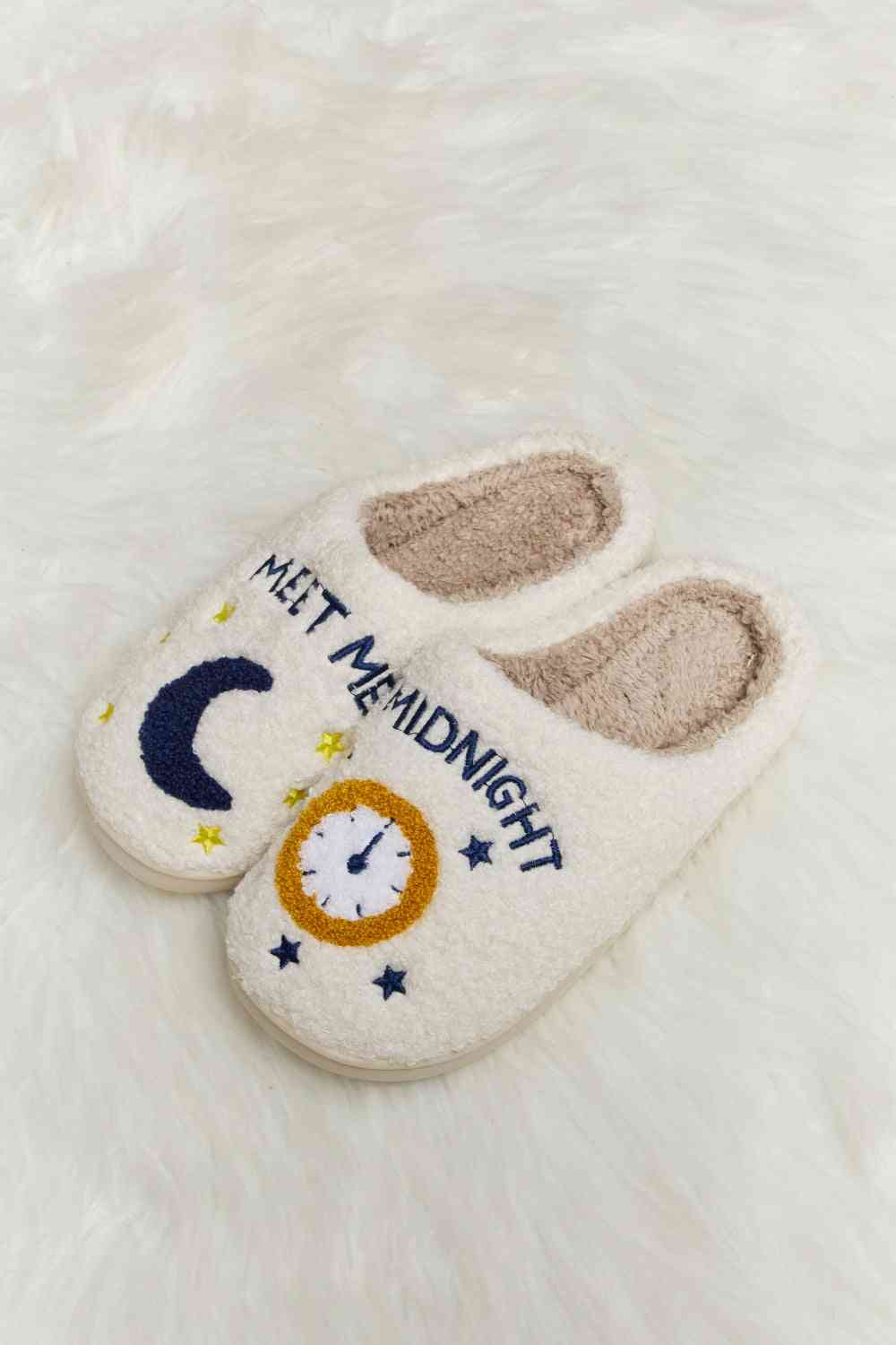 Printed Plush Slide Slippers