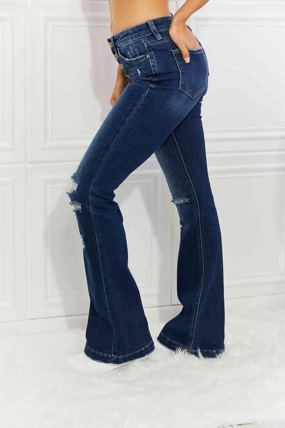 Reese Midrise Button Fly Flare Jeans