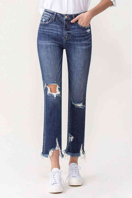 Jackie High Rise Crop Straight Leg Jeans