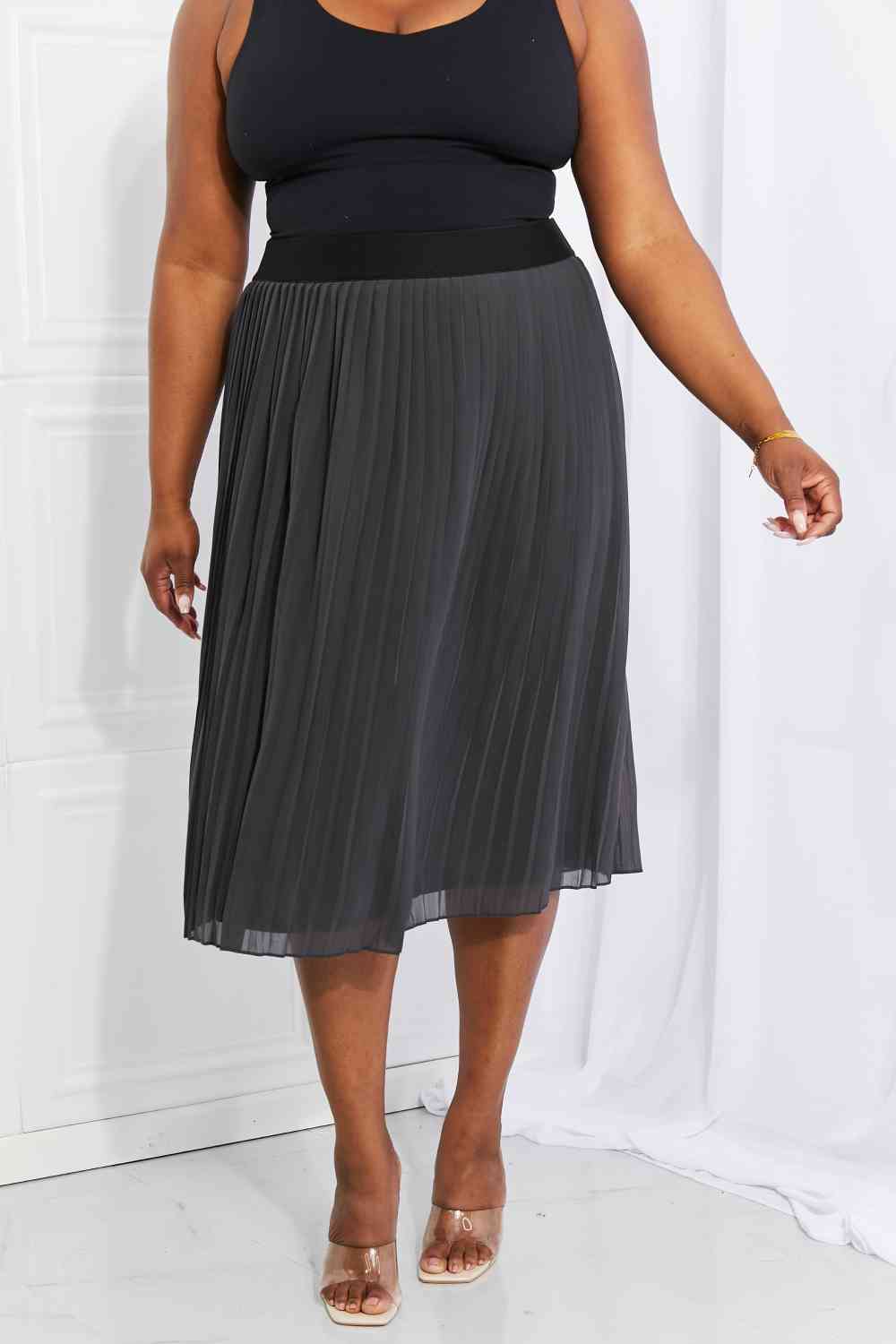 Romantic At Heart Pleated Chiffon Midi Skirt