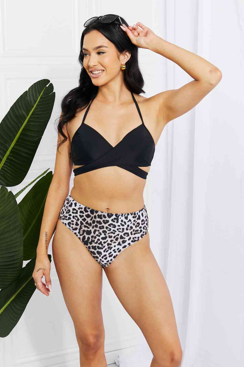 Summer Splash Halter Bikini Set in Black