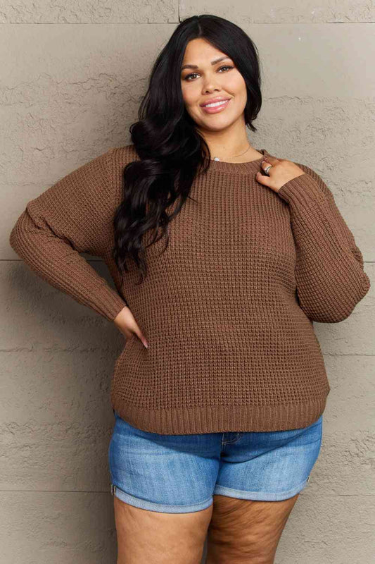 Breezy Days High Low Waffle Knit Sweater