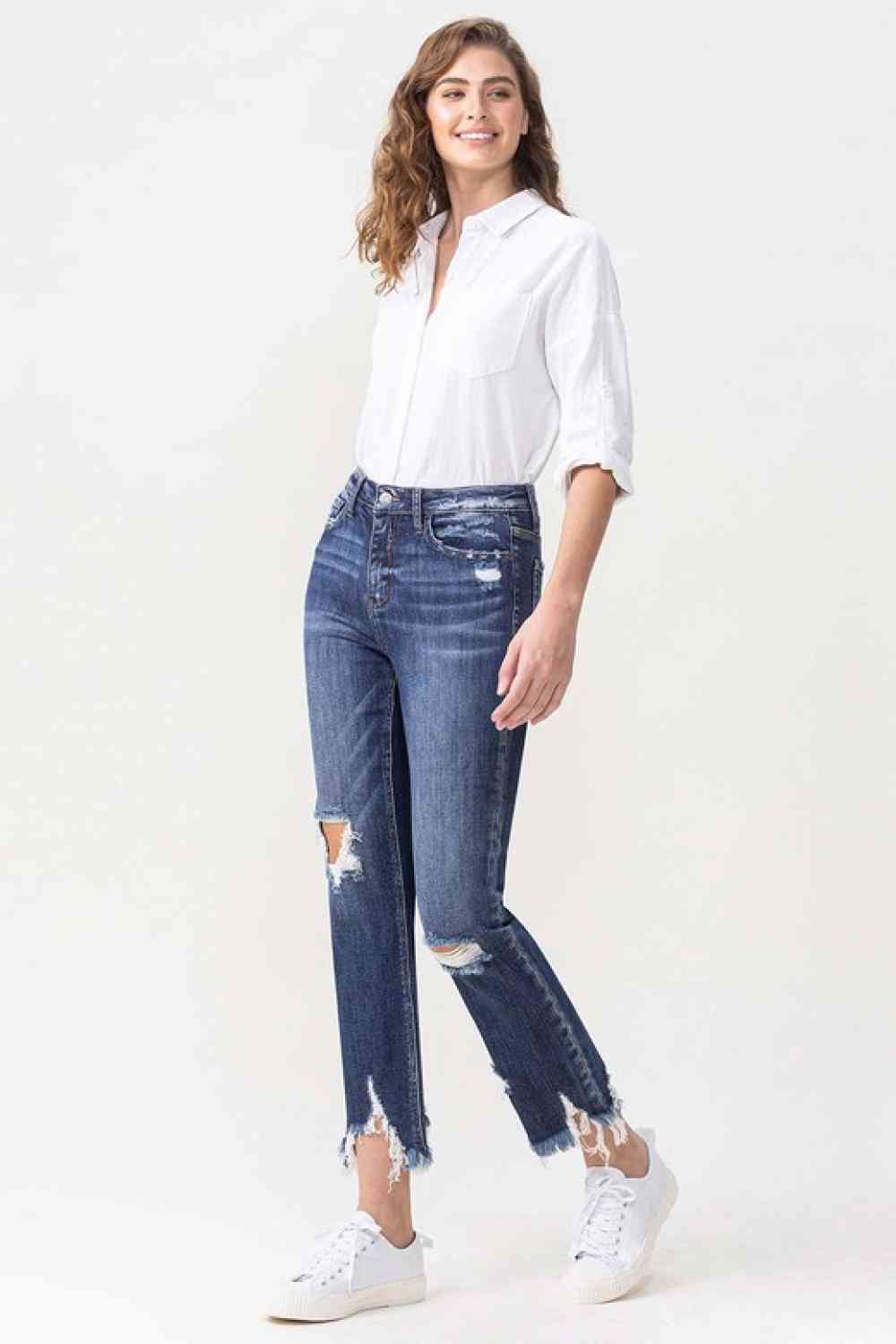 Jackie High Rise Crop Straight Leg Jeans