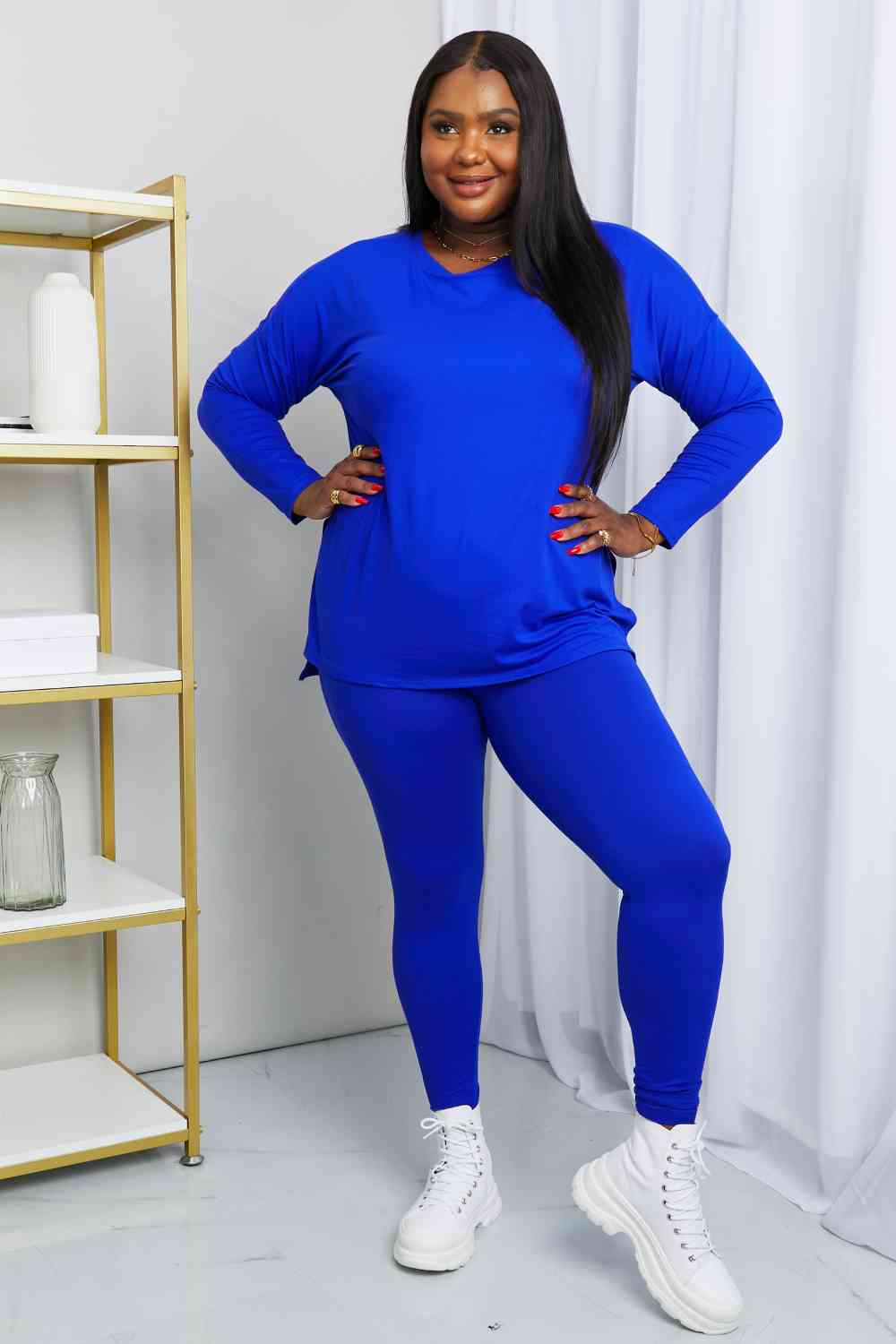 Ready to Relax Brushed Microfiber Loungewear Set in Bright Blue