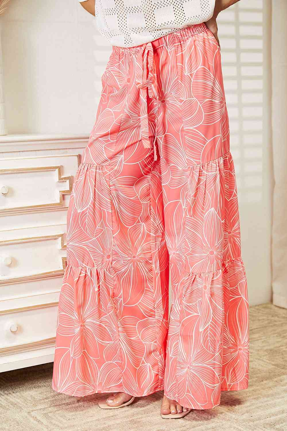 Floral Tiered Wide Leg Pants