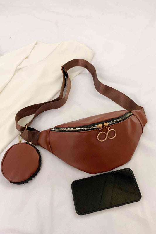 PU Leather Sling Bag with Small Purse