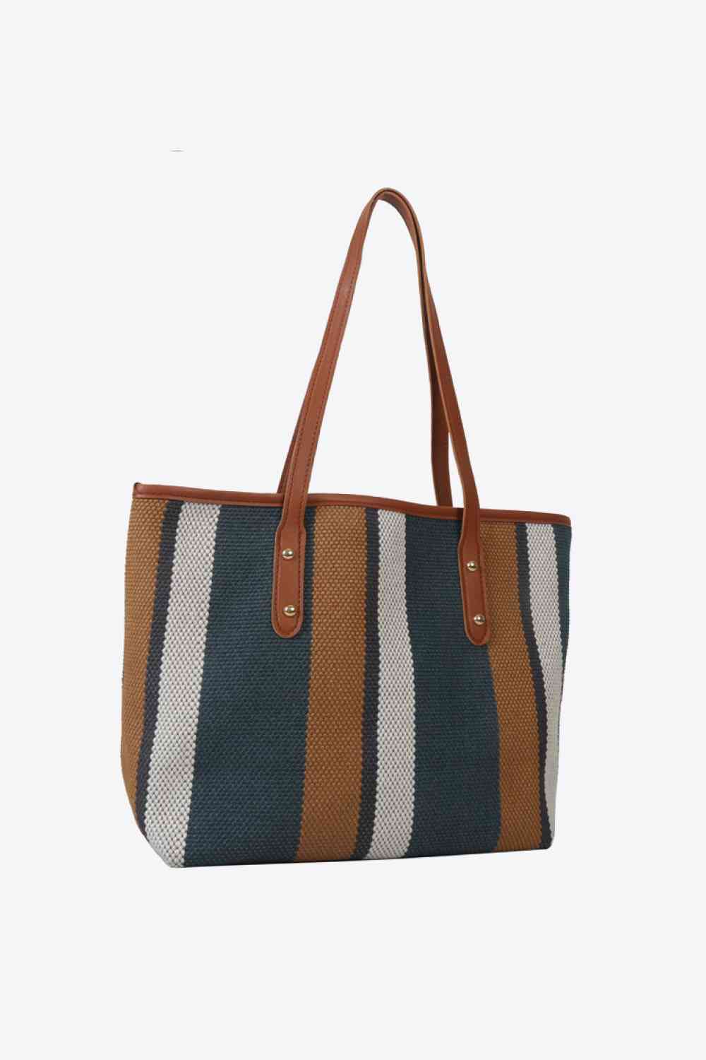 Striped Straw Tote Bag