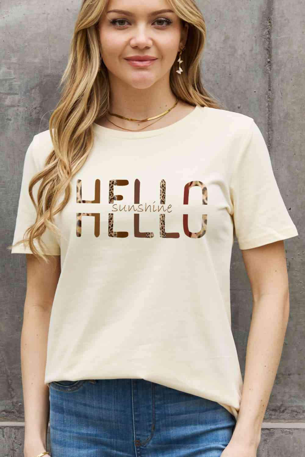 Simply Love Full Size HELLO SUNSHINE Graphic Cotton Tee