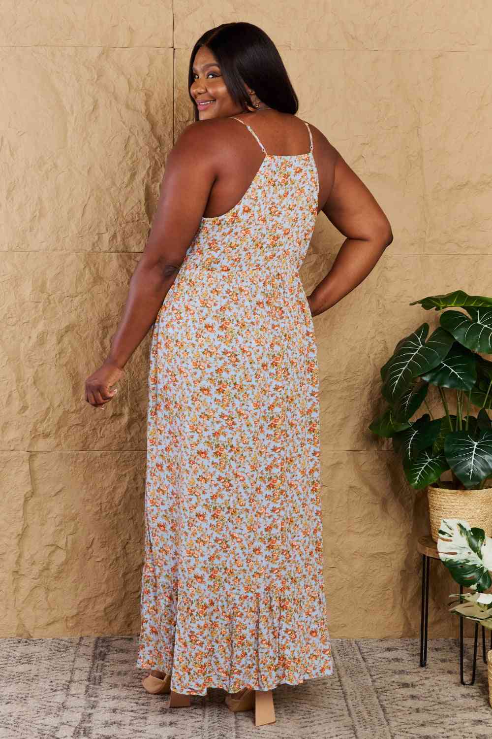 Take Your Chances Floral Halter Neck Maxi Dress