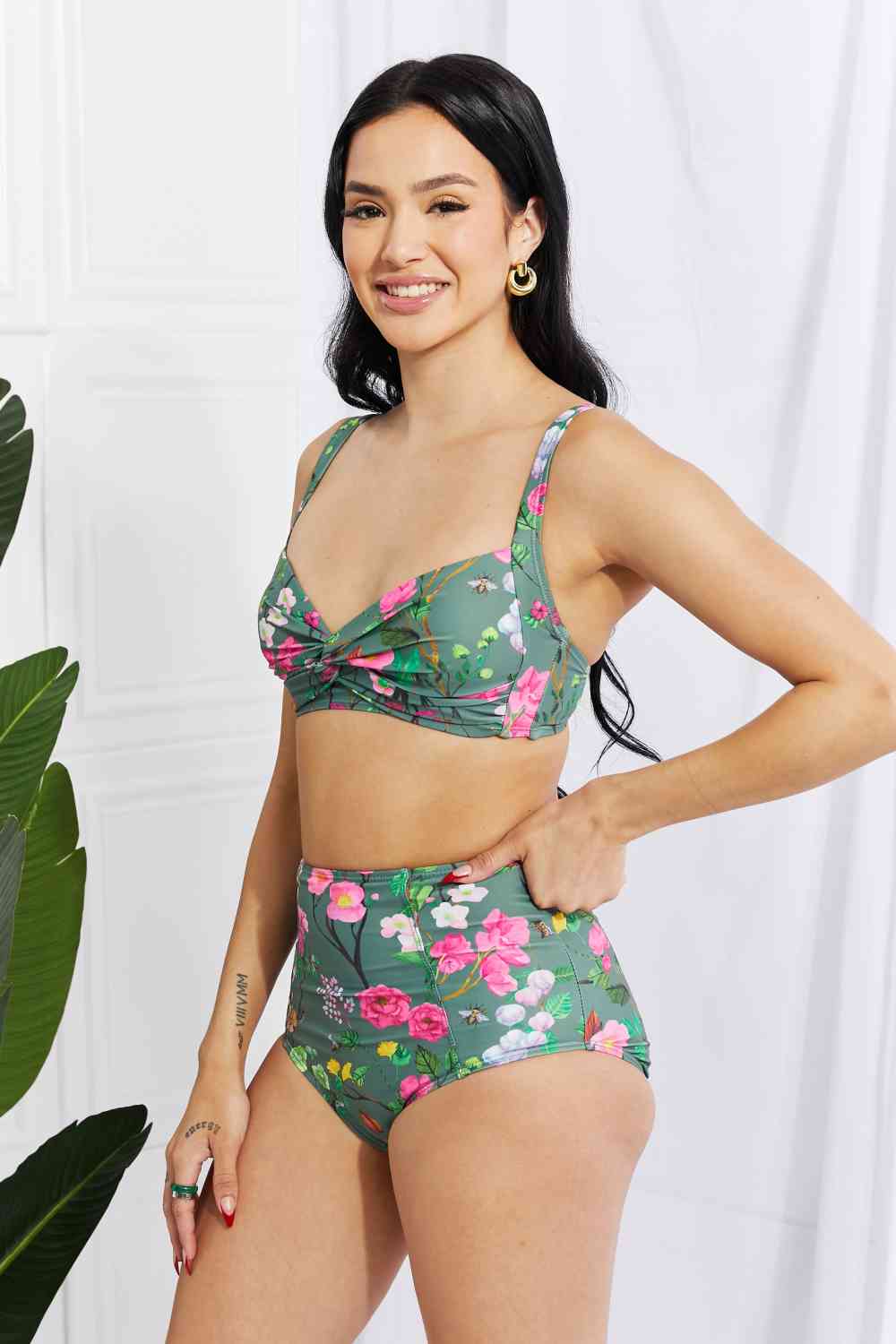 Take A Dip Twist High-Rise Bikini in Sage