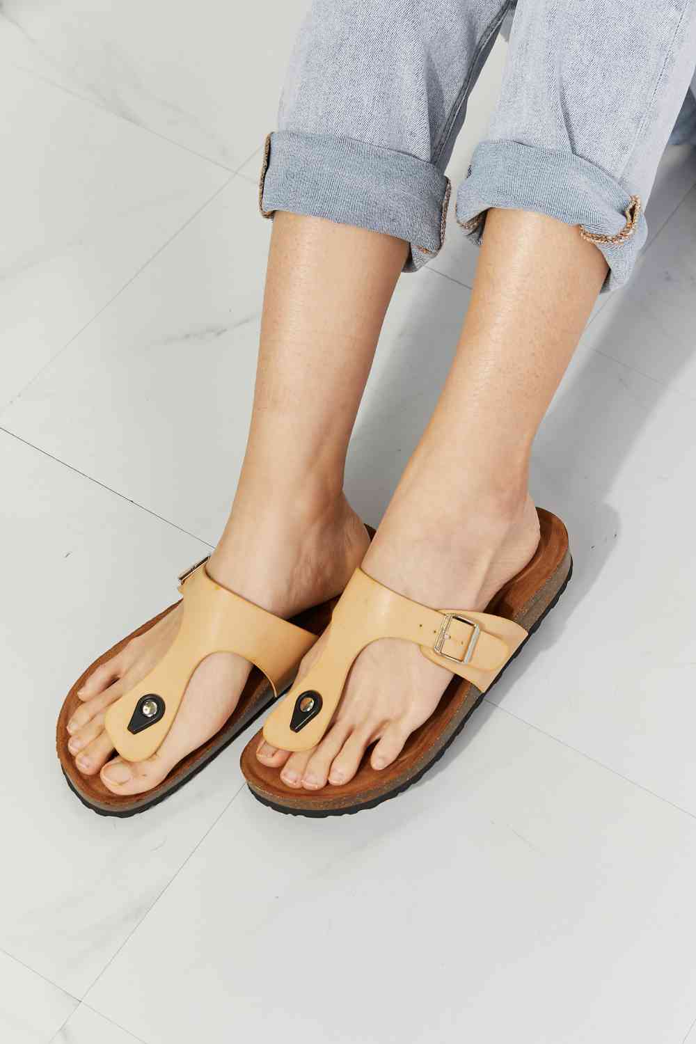 Drift Away T-Strap Flip-Flop in Sand