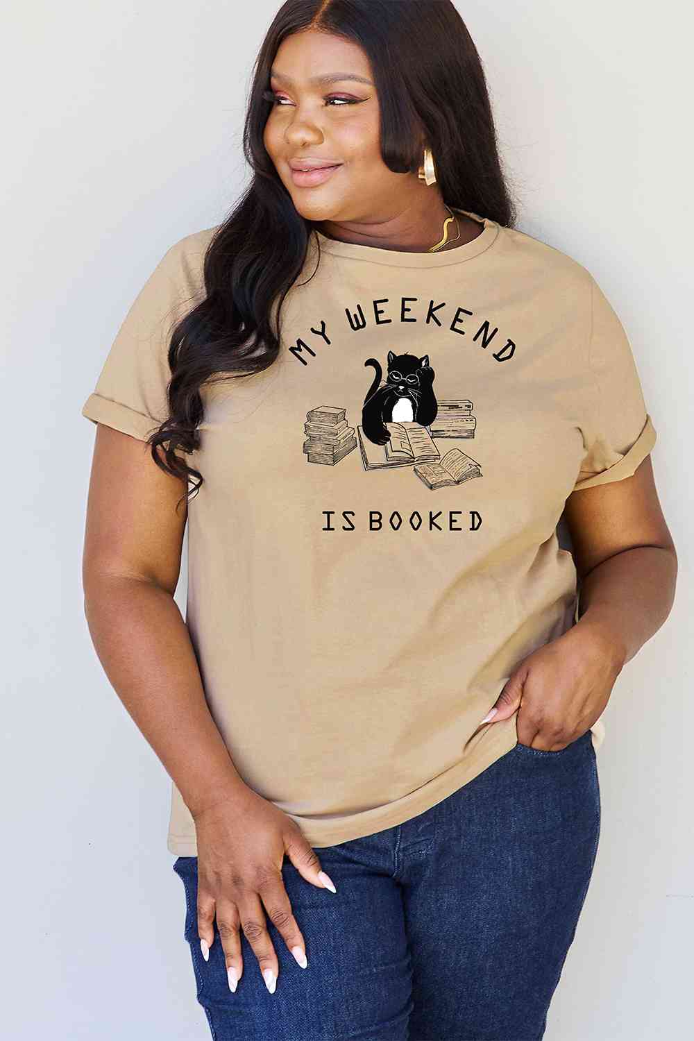 Simply Love Full Size MY WEEKEND IS BOOKED Graphic T-Shirt