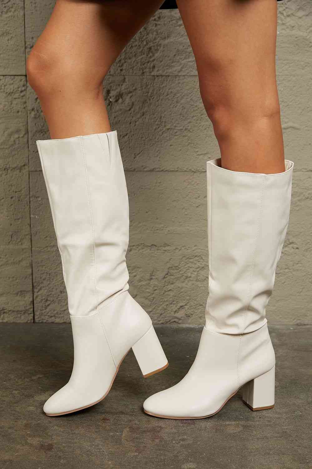 Block Heel Knee High Boots