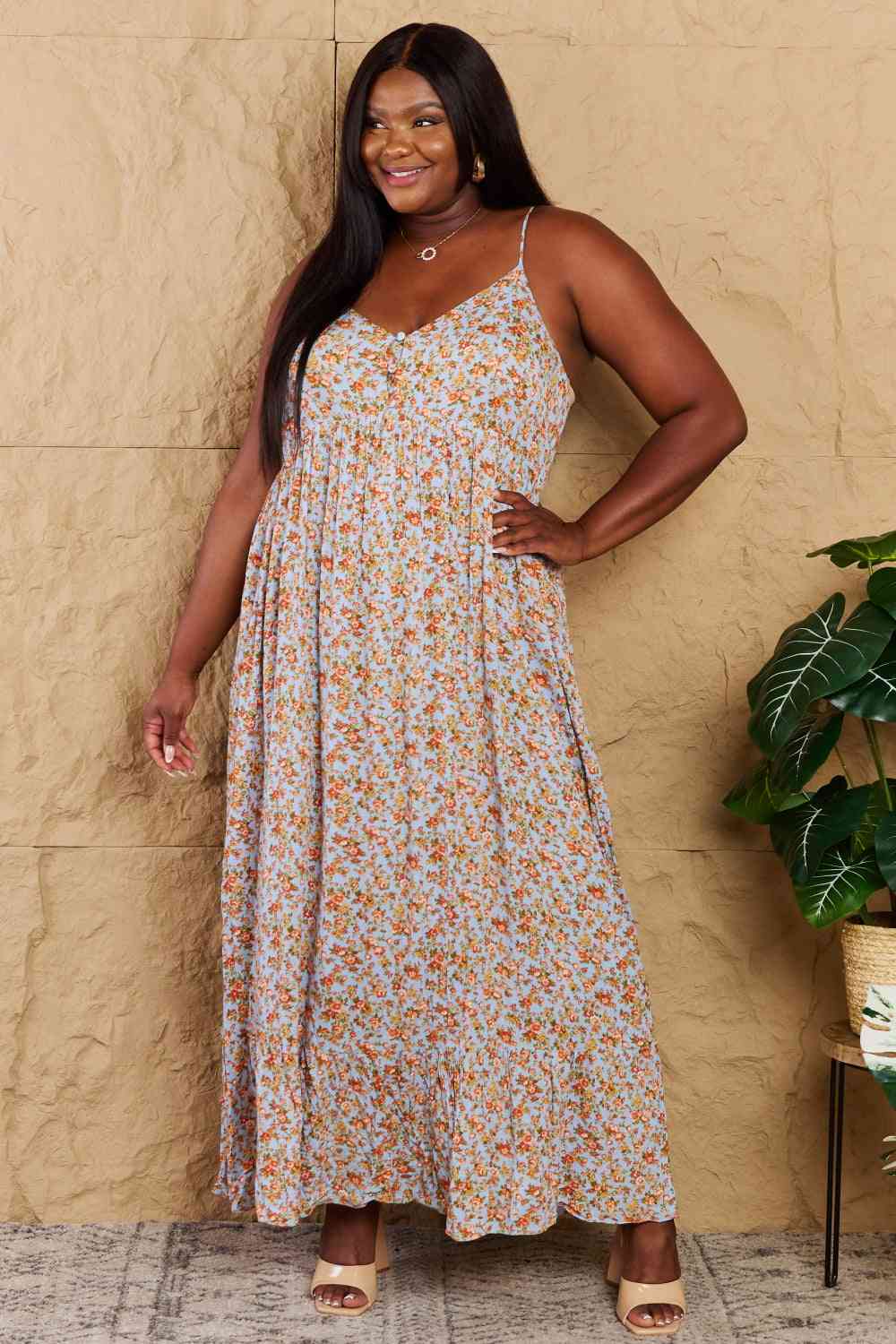 Take Your Chances Floral Halter Neck Maxi Dress