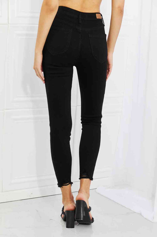 Mila High Waisted Shark Bite Hem Skinny Jeans