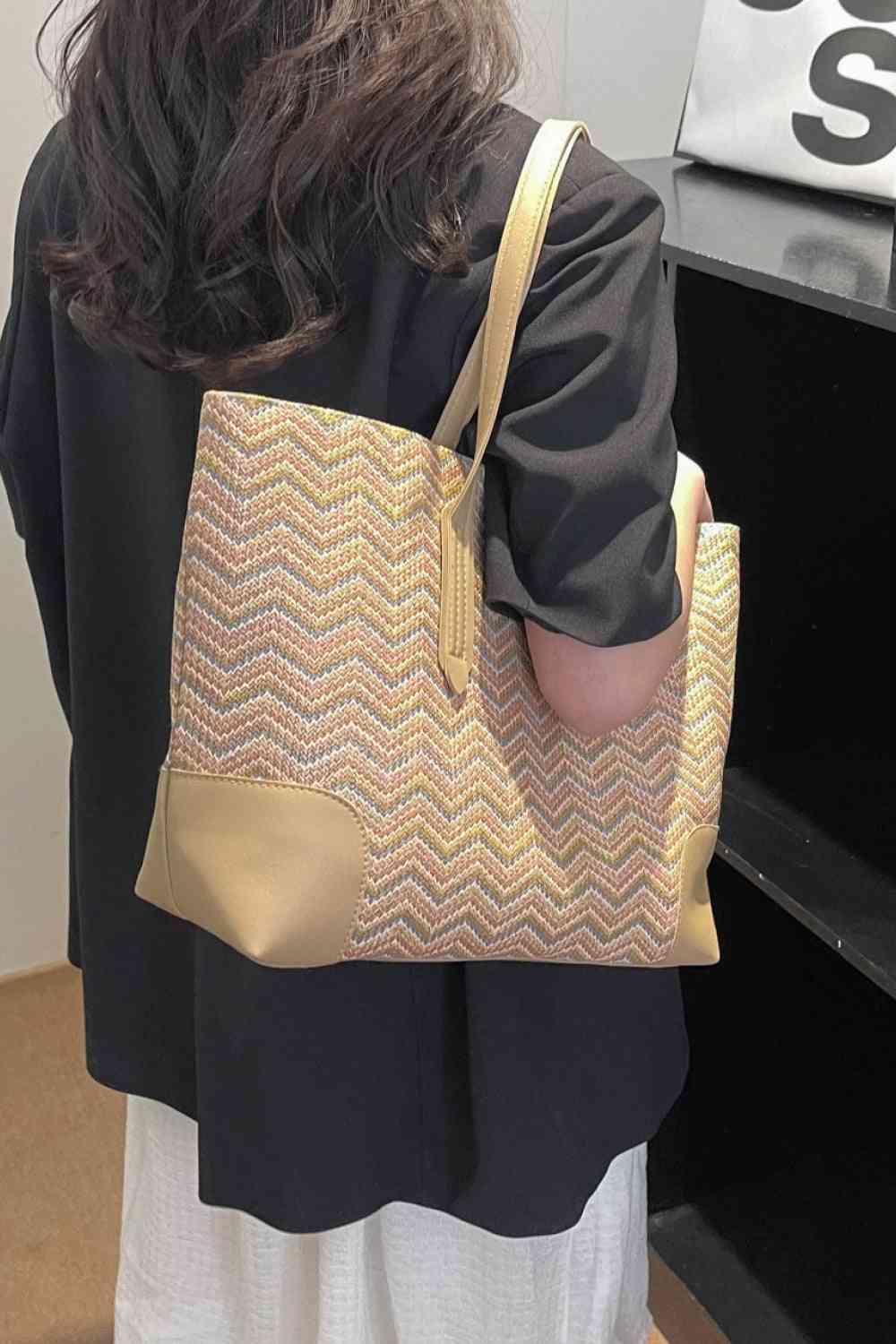 Chevron Straw Tote Bag