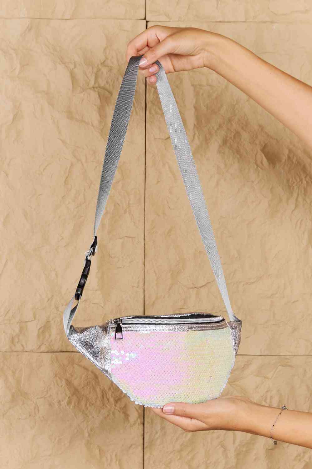 Festival Baby Sequin Front Single Zipper Fanny Pack