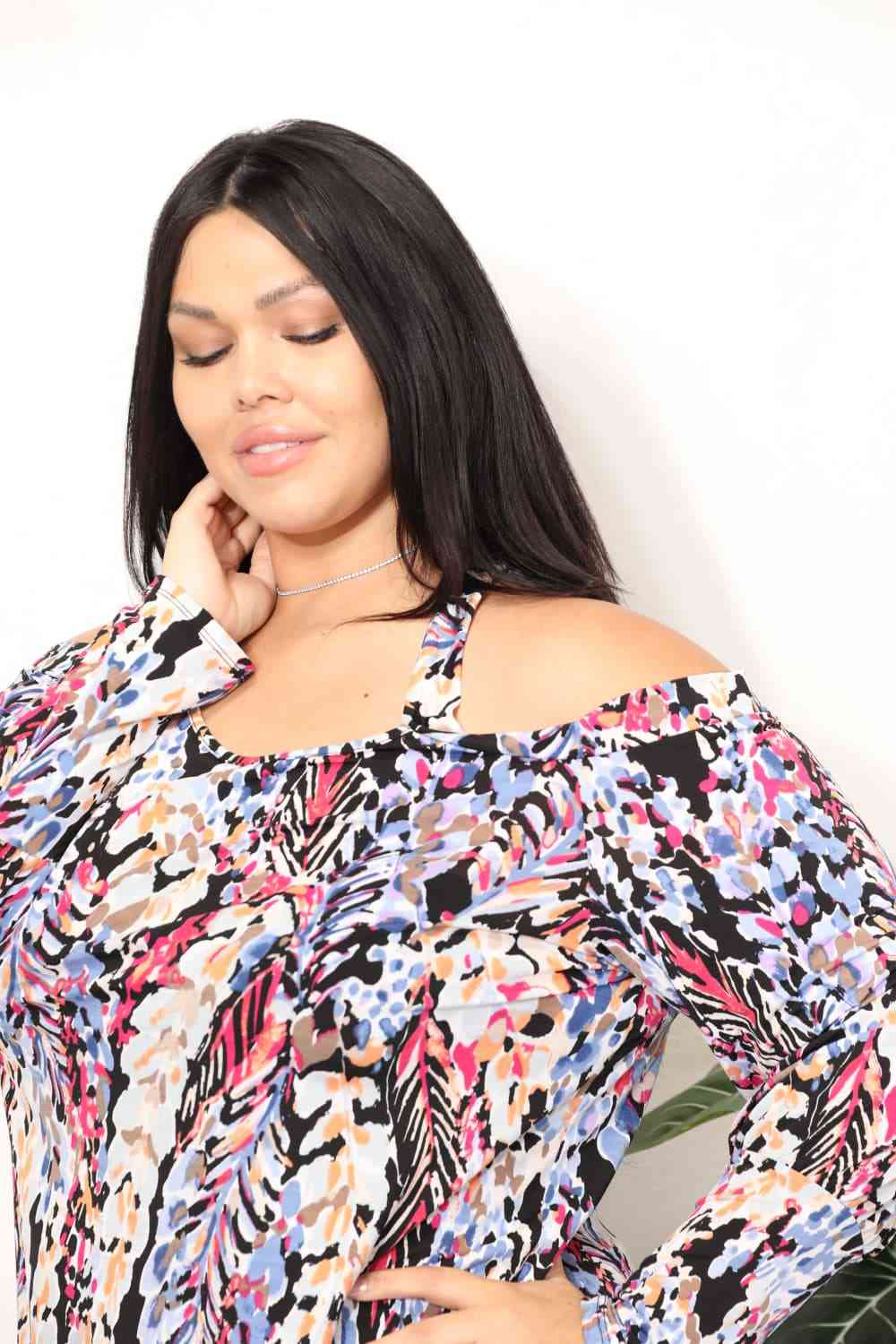 High Neck Off Shoulder Criss Cross Top