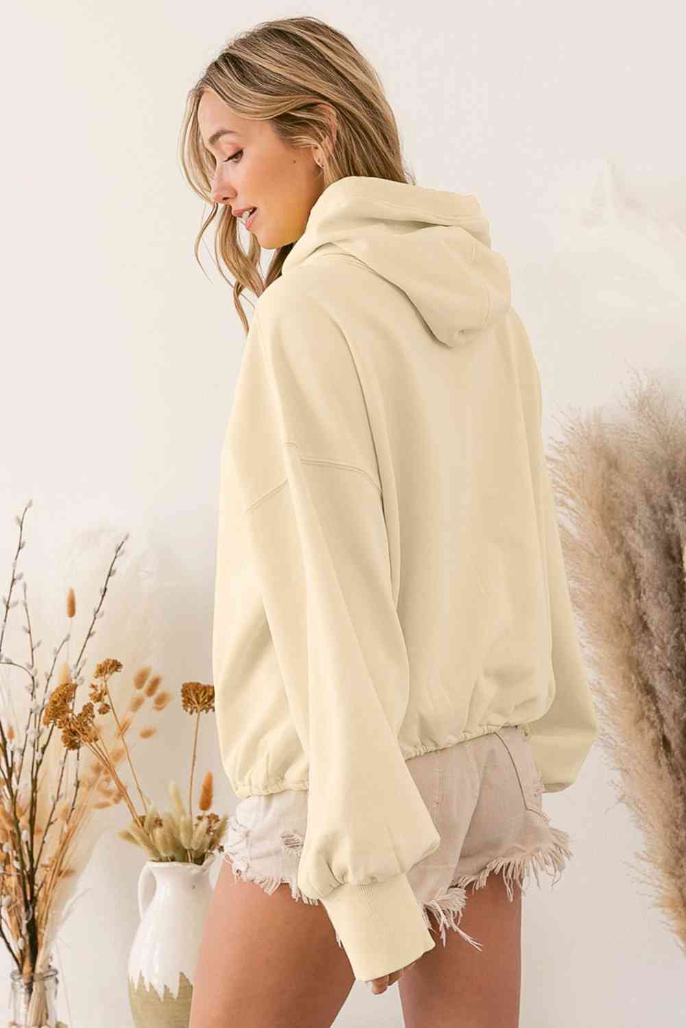 Half-Zip Drop Shoulder Hoodie