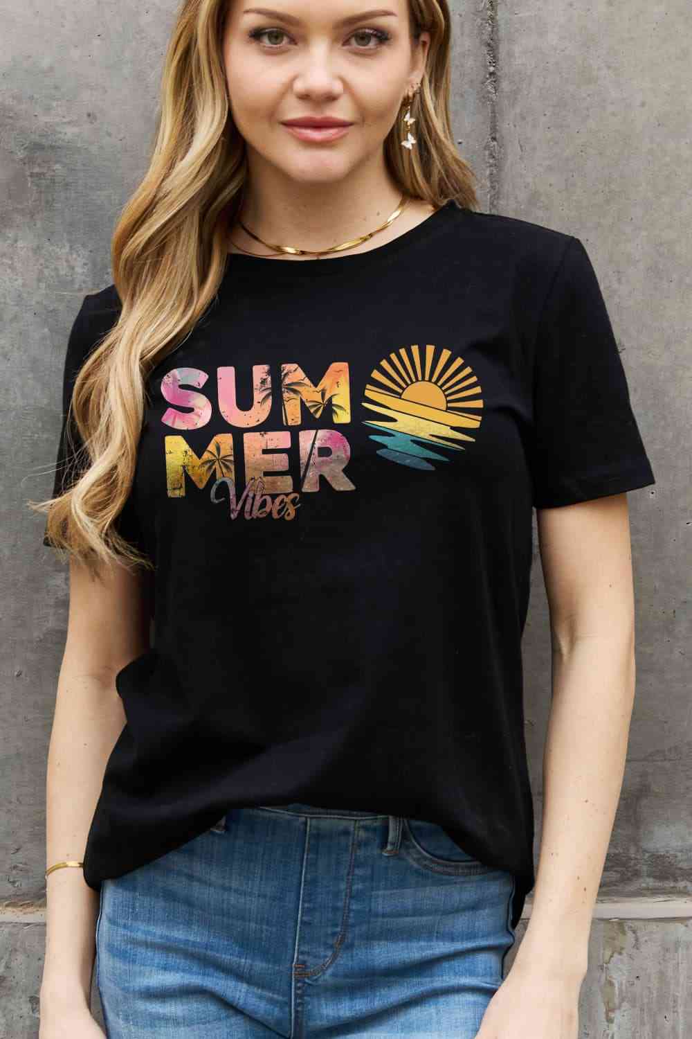 Simply Love Full Size SUMMER VIBES Graphic Cotton Tee