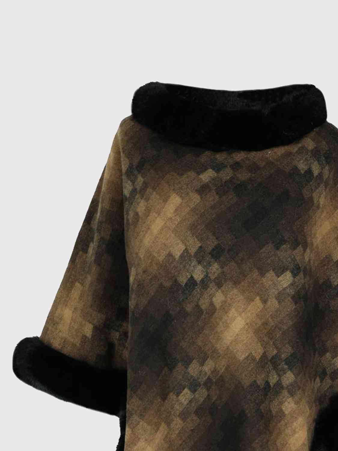 Faux Fur Trim Poncho