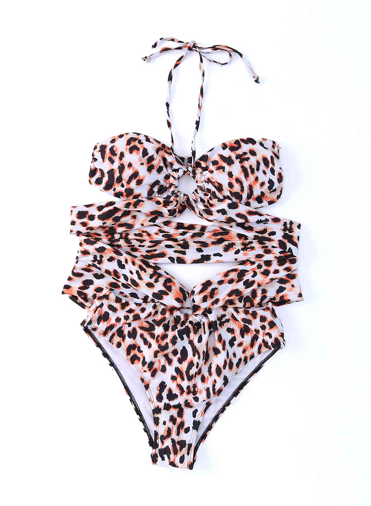 Animal Print Halter Neck One-Piece Swimsuit