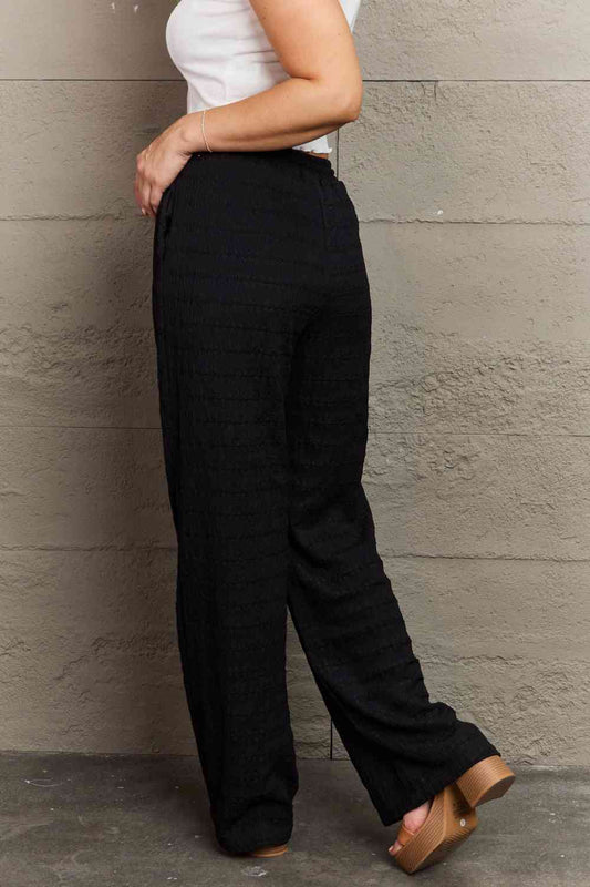 Dainty Delights Textured High Waisted Pant in Black