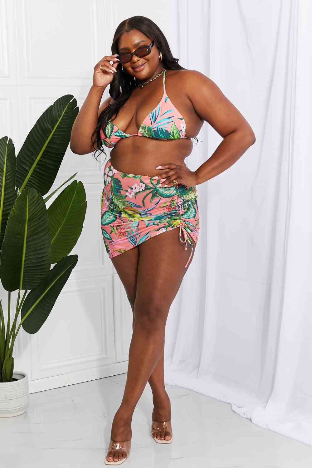 Paradise Awaits Triangle Bikini and Sarong Set