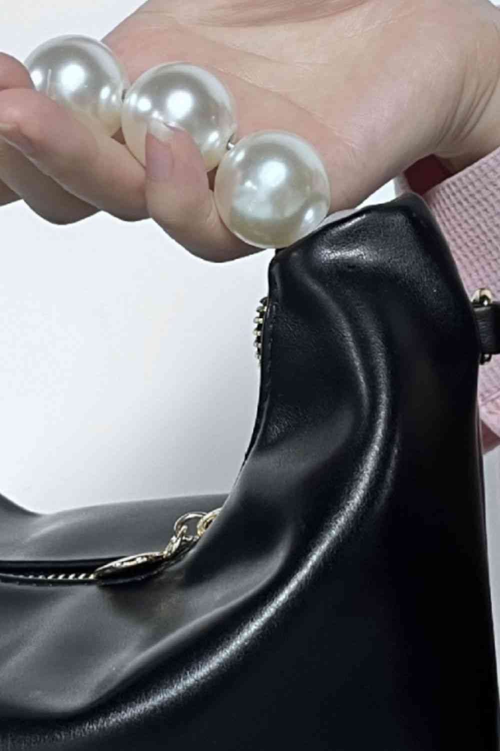 Adored PU Leather Pearl Handbag