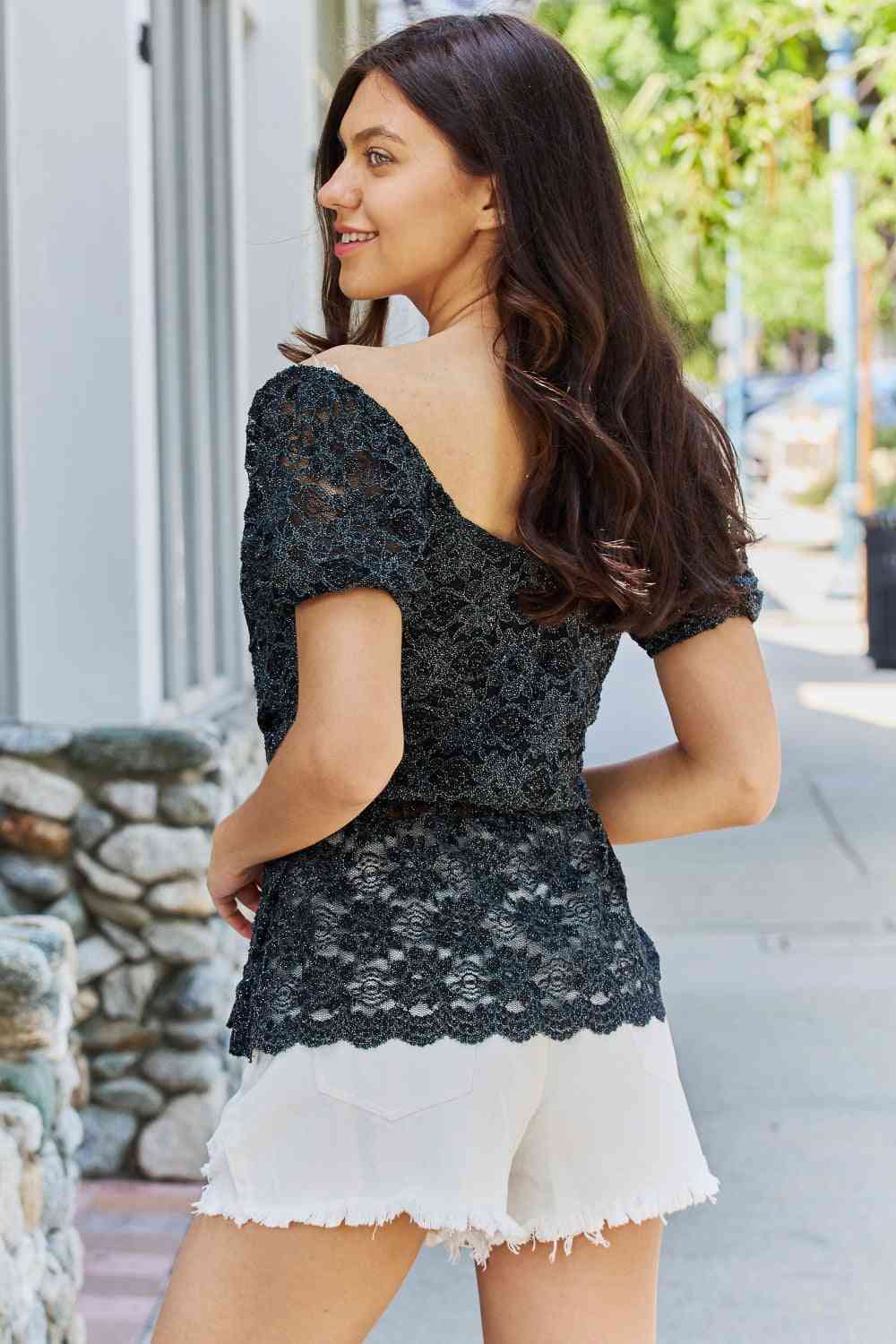 Show Stopper Glitter Peplum Top