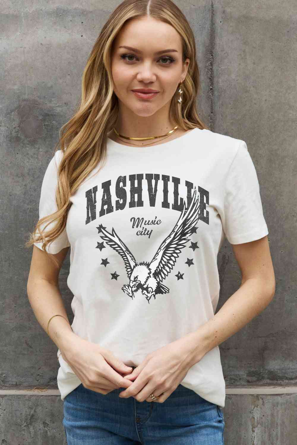 Simply Love Simply Love Full Size NASHVILLE MUSIC CITY Graphic Cotton Tee