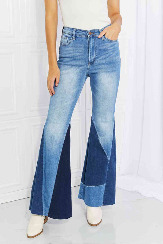 Sienna Color Block Flare Jeans