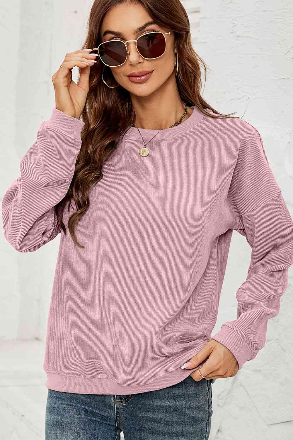 Dropped Shoulder Round Neck Sweatshirt