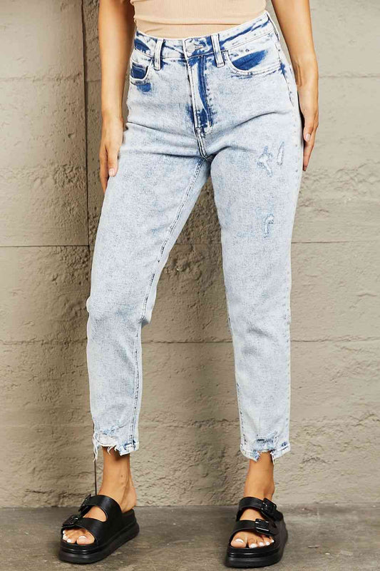 High Waisted Acid Wash Skinny Jeans