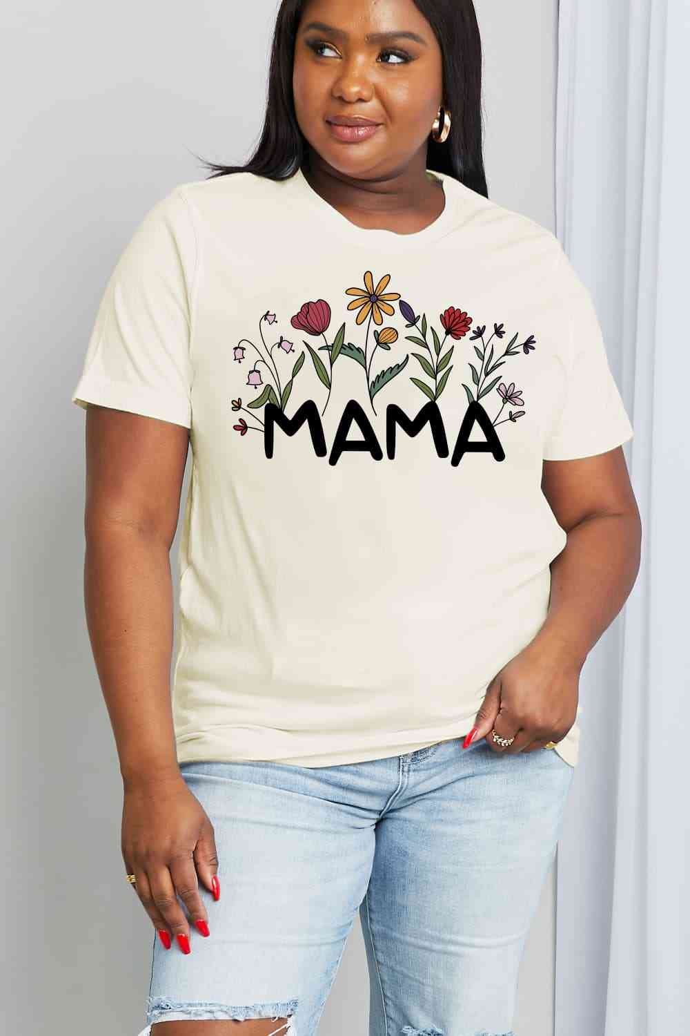 Simply Love Full Size MAMA Flower Graphic Cotton Tee